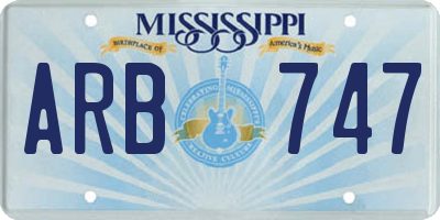 MS license plate ARB747