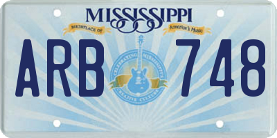 MS license plate ARB748