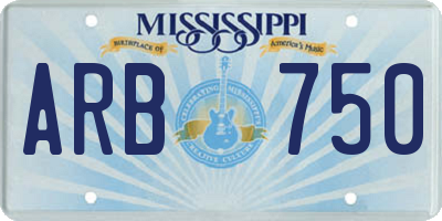 MS license plate ARB750