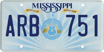 MS license plate ARB751