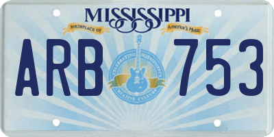 MS license plate ARB753