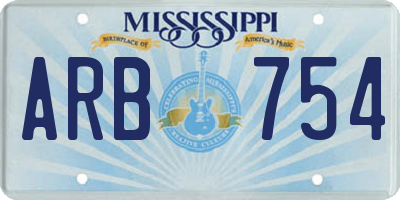 MS license plate ARB754