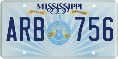 MS license plate ARB756