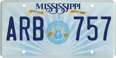 MS license plate ARB757