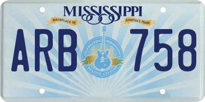 MS license plate ARB758
