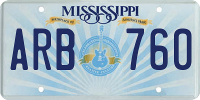 MS license plate ARB760