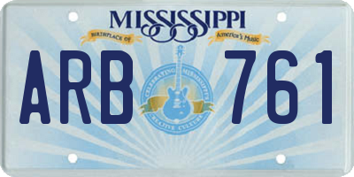 MS license plate ARB761