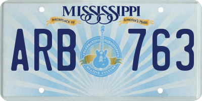MS license plate ARB763