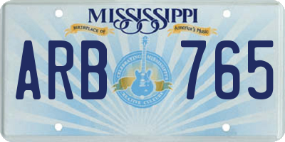 MS license plate ARB765