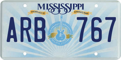 MS license plate ARB767