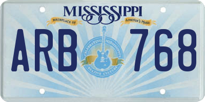 MS license plate ARB768