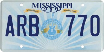MS license plate ARB770
