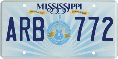 MS license plate ARB772
