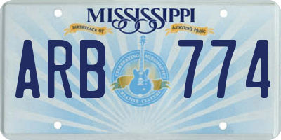 MS license plate ARB774