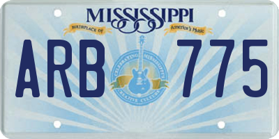 MS license plate ARB775