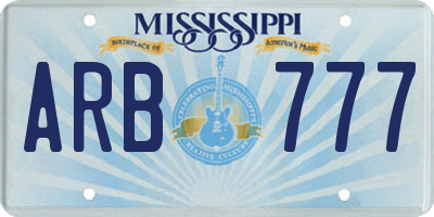 MS license plate ARB777
