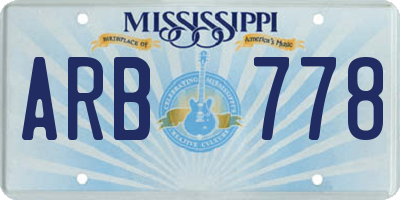 MS license plate ARB778