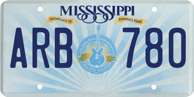 MS license plate ARB780