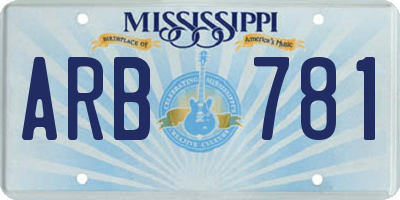 MS license plate ARB781
