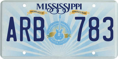 MS license plate ARB783