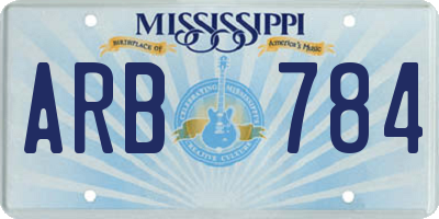 MS license plate ARB784