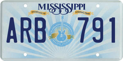 MS license plate ARB791