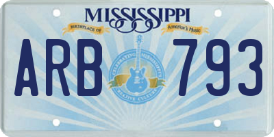 MS license plate ARB793