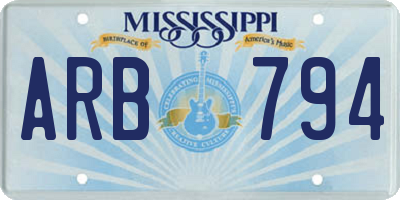 MS license plate ARB794