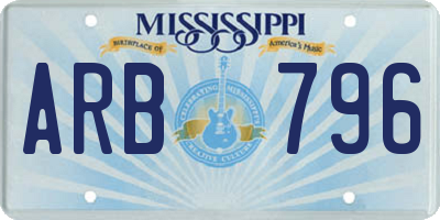 MS license plate ARB796