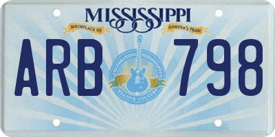 MS license plate ARB798