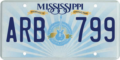 MS license plate ARB799