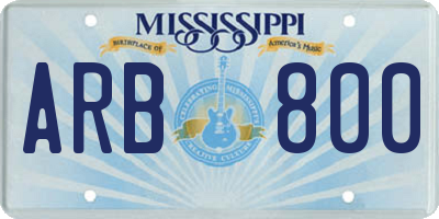 MS license plate ARB800