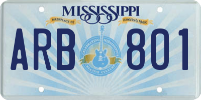 MS license plate ARB801
