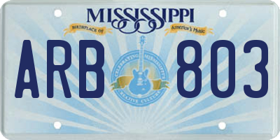 MS license plate ARB803