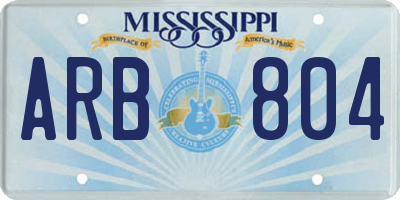 MS license plate ARB804