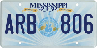 MS license plate ARB806