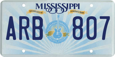 MS license plate ARB807