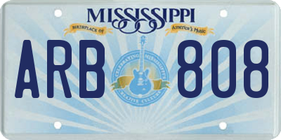 MS license plate ARB808