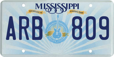 MS license plate ARB809