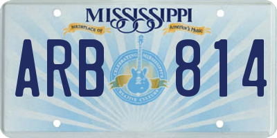 MS license plate ARB814