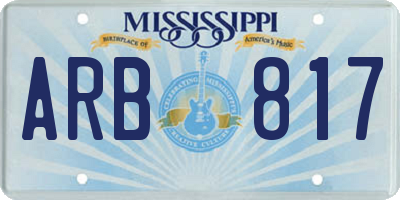 MS license plate ARB817