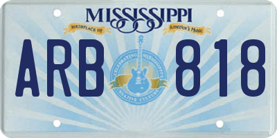 MS license plate ARB818
