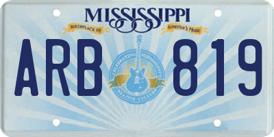 MS license plate ARB819