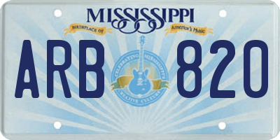 MS license plate ARB820