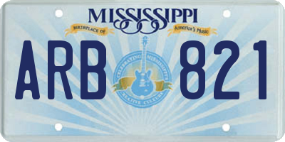 MS license plate ARB821
