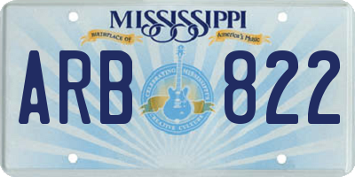 MS license plate ARB822