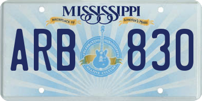 MS license plate ARB830