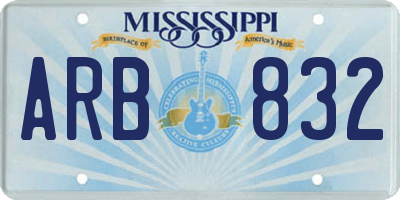 MS license plate ARB832