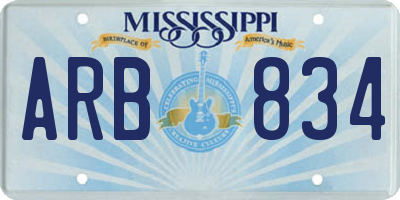 MS license plate ARB834