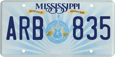 MS license plate ARB835